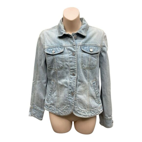 Y2K Gap Light Blue Jean Jacket Size S Stretch Vintage Classic - Picture 1 of 7
